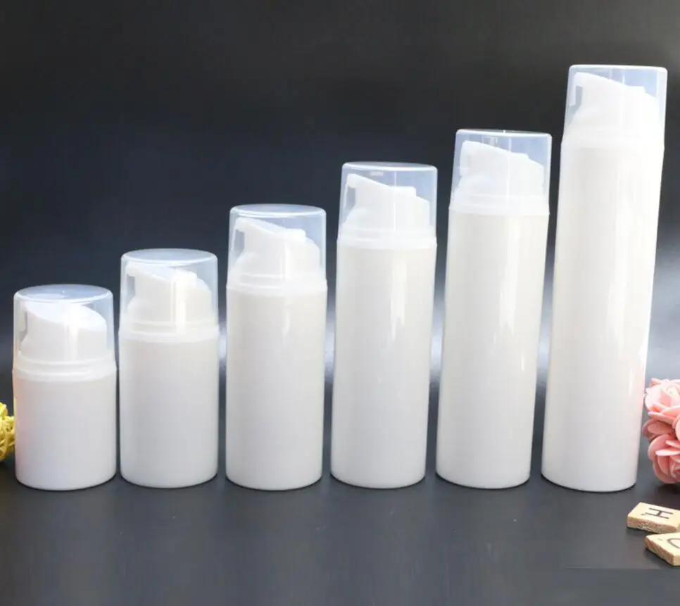 

Airless Vacuum Pump Lotion Bottle With White Cap Cosmetic Containers 100pcs/lot 30ml 50ml 80ml 100ml 120ml 150ml lin3600