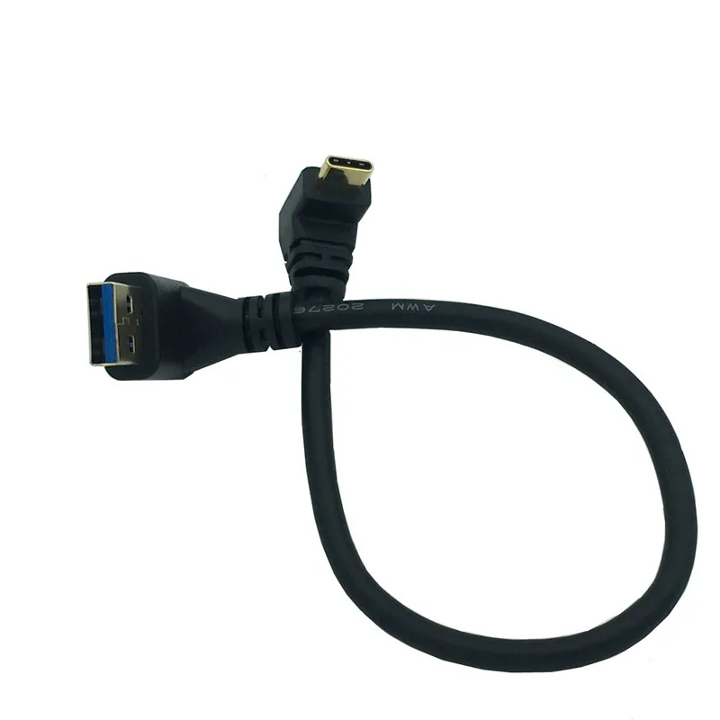 USB 데이터 동기화 및 충전 케이블 커넥터, 90 도 상하 각도 USB 3.0 수-USB3.1 C타입 수