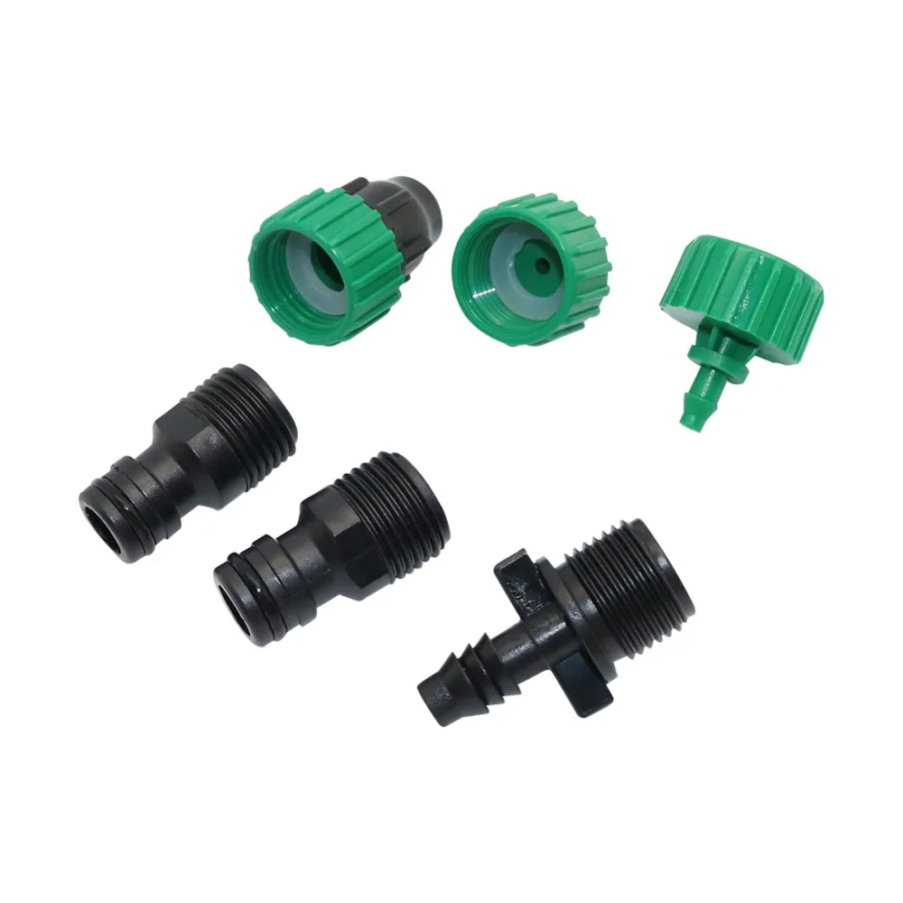 2 Sets Garden Water Kits Of 4/7mm To 8/11mm Barbed Connectors 1/2 Inch 3/4 Inch Male Female Thread Connectors Irrigation Fitting