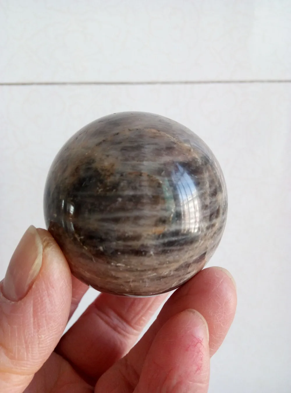 47mm Rare natural Black Sheen Moonstone Quartz Crystal Sphere Ball- Madagascar