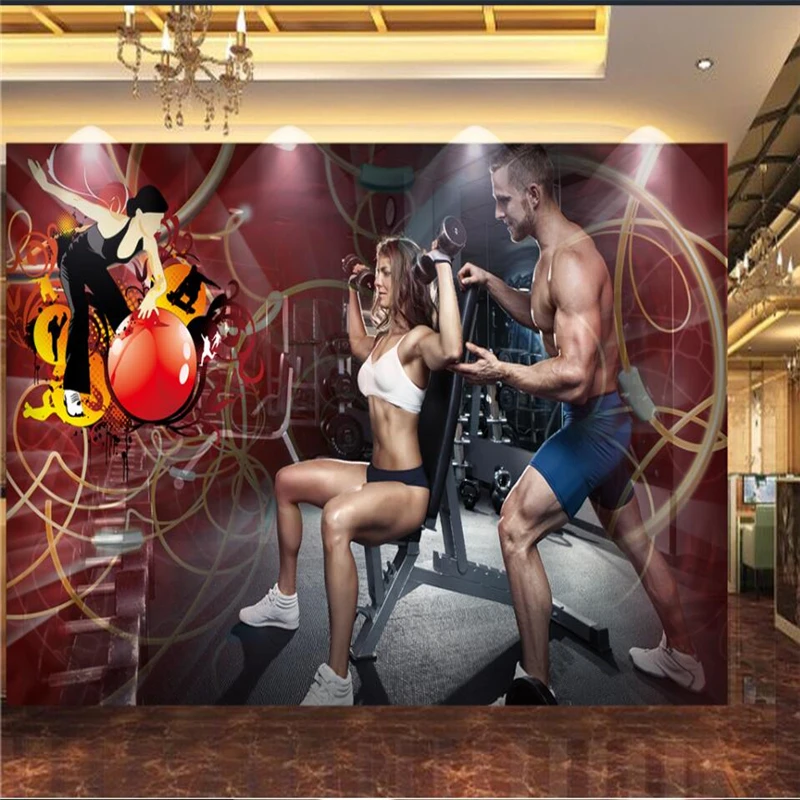 

wellyu Fitness fitness background wall custom large fresco environmental wallpaper papel de parede para quarto