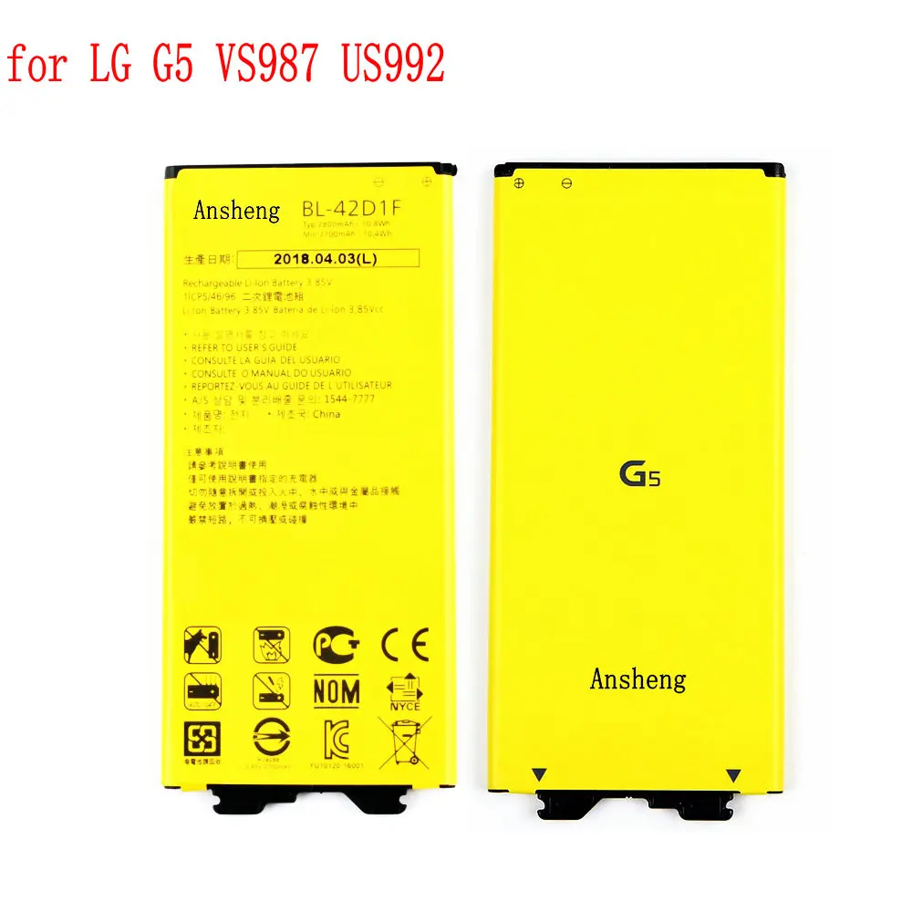 

Original 2700mah BL-42D1F Battery For LG G5 VS987 US992 H820 H850 H868 H860 Mobile Phone