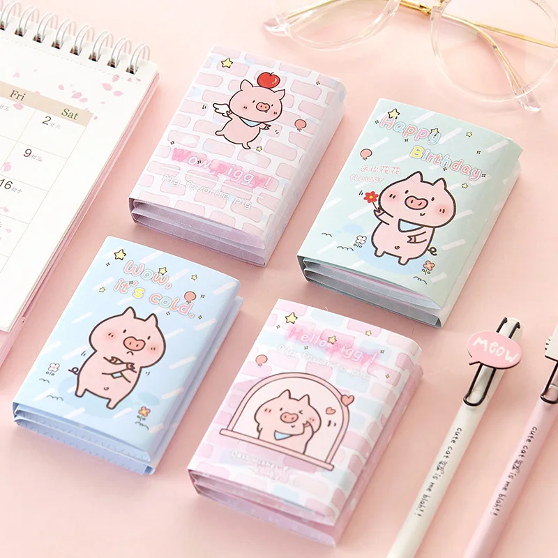 Pink Hello Pig Memo pad 6 Folding Notepad Sticker Notes Planner DIY Cute Stationery School Office Supplies