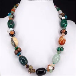 Druzy Natural Crystal Semi-precious Stone Necklace Women's Colorful  Necklace Jewelry Round Beads String Energy Necklace