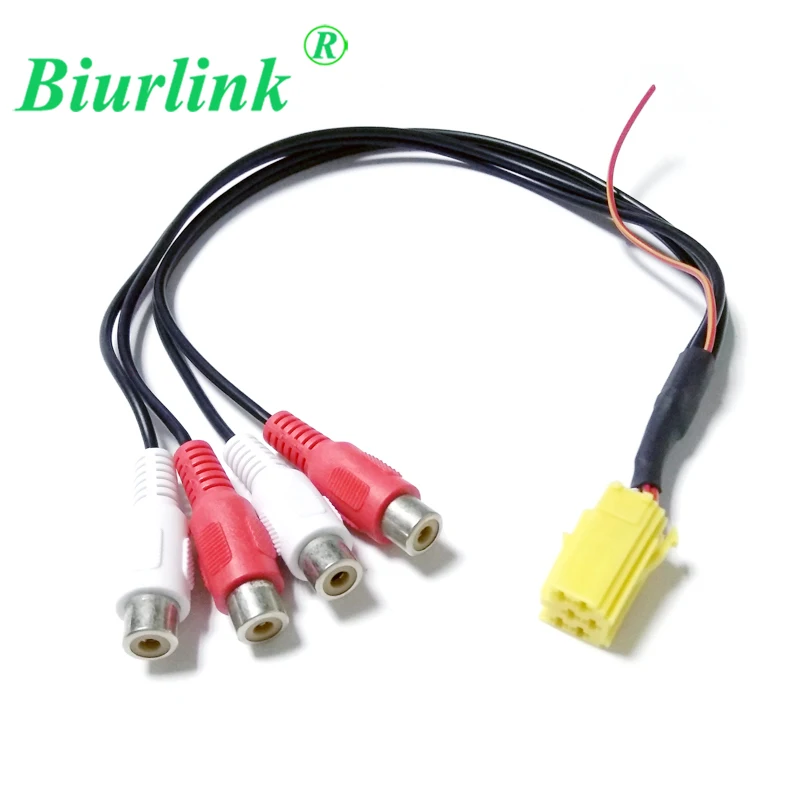 Biurlink Car Line Out Adapter 4RCA Mini ISO RCA Aux-in Adapter Cable for Blau-punkt Grundig VDO CD Player