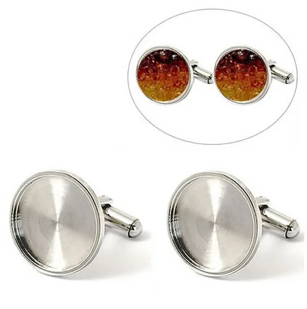 Stainless Steel Blank Setting Base Cufflinks Settings Cabochon Base  for 16/18/20mm Men Cufflinks DIY Jewelry findings ID25006