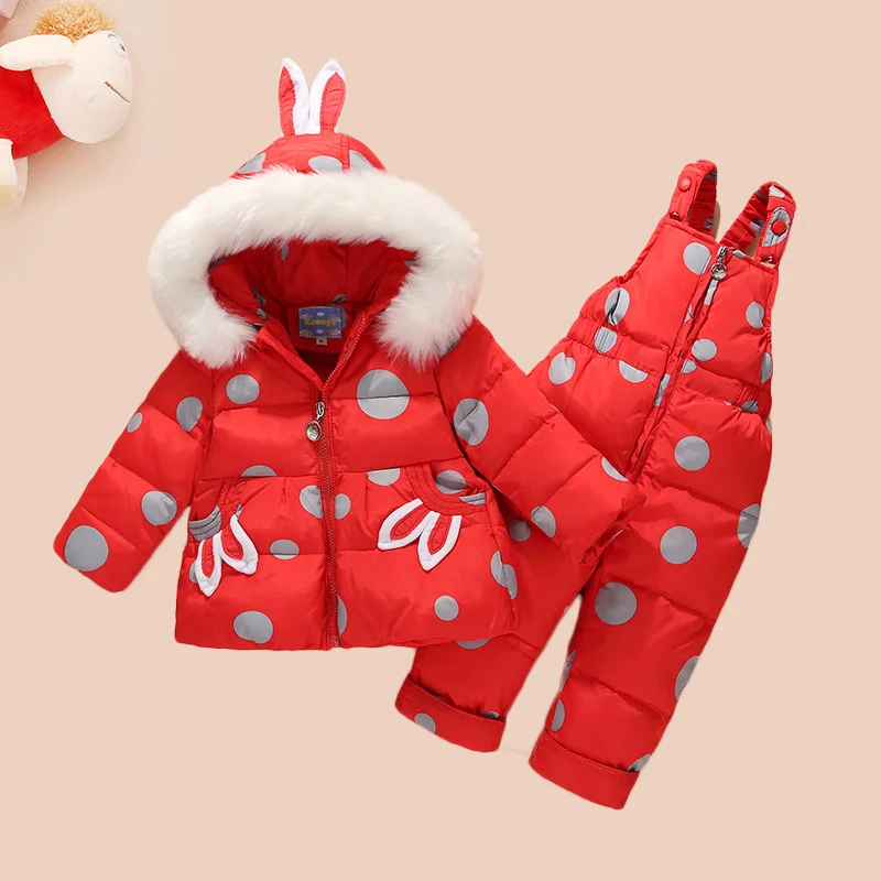 Female baby 0-3 years old can open the infant down jacket two-piece suit 2018 new winter thickened short model