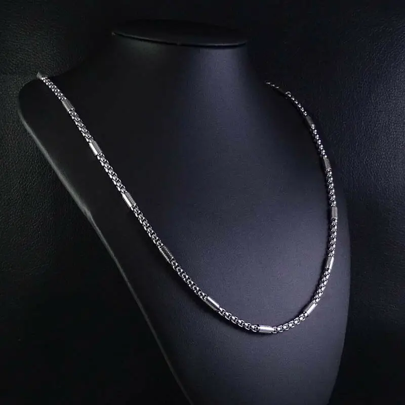 Hiphop/Rock Style Stainless Steel Link Chain Necklace For Men Gift Box Chain Length 50/60/70/80/90CM