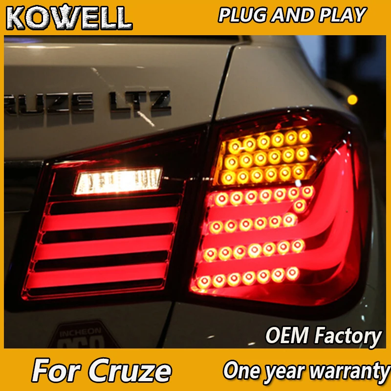 KOWELL Car Styling for Chevrolet Cruze TailLights BMW Design 2009-2012-2014 Cruze LED Tail Light Rear Lamp DRL+Brake+Park+Signal