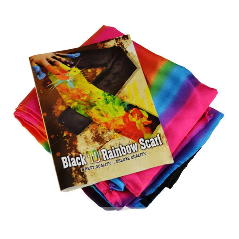 Change Color Scarf Magic tricks Black To Rainbow Silk Streame Magic Tricks magia Props Funny stage Close Up Magie Toys