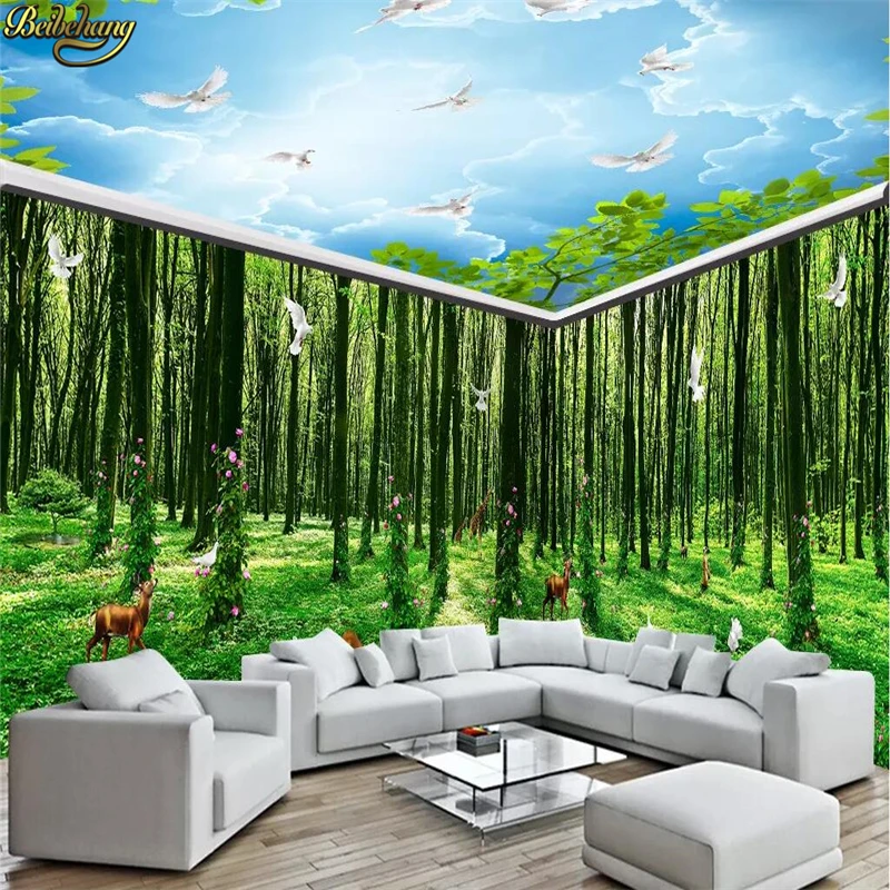 Custom Forest animals Wall Paper Living Room TV Sofa Backdrop photo Wallpaper Mural 3D Nature Landscape art Stickers Home Decor