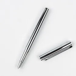 Metal Silver Financial Tip Fountain Pen 0.38mm Shine Platinum Steel School Office Business Writing Ink Pens Gift Stationery