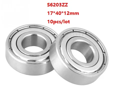 

10pcs/lot S6203ZZ S6203 ZZ 17x40x12mm stainless steel bearings Deep Groove Ball bearing 17*40*12mm 6203 6203ZZ