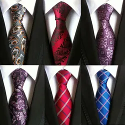 Corbatas Para Hombre 8 Cm Neck Ties For Men Luxury 100% Silk Mens Necktie Black Gravata Jacquard Slim Tie Paisley Cravatta Seta