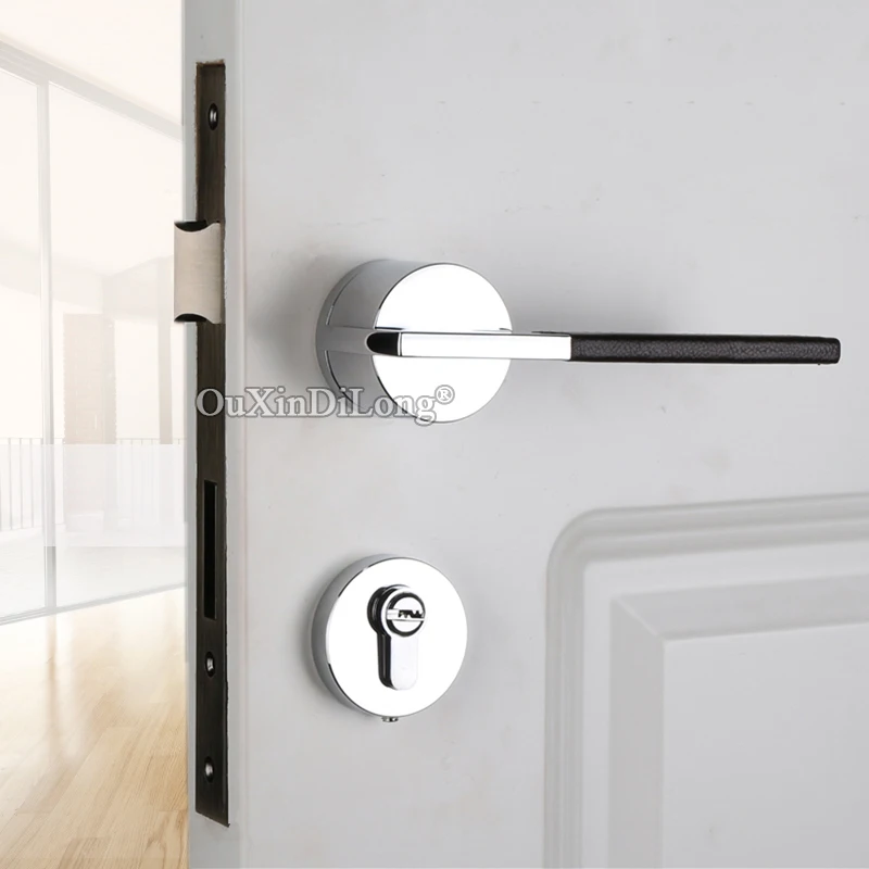 

Элитный европейский бесшумный врезной дверной замок из меди и натуральной кожи для гостиной и спальни, с ключом/без ключа