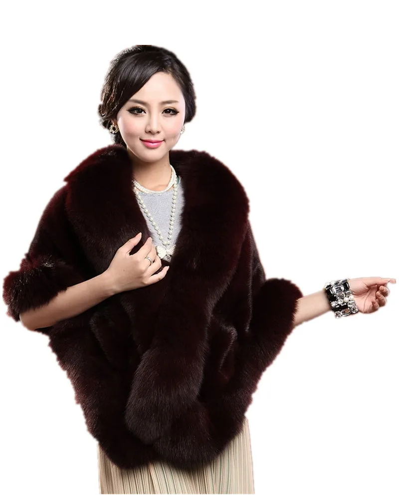 real mink fur cape large V-neck full pelt genuine mink fur Large natural Fox fur trim Women winter warm black red  fur stoleV213