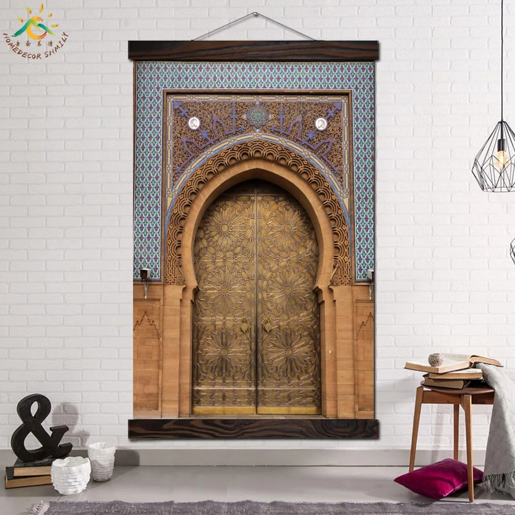 Islamic Oriental Door Modern Prints Poster Wall Painting Scroll Canvas Painting Artwork Decorative Pictures Home Decoration