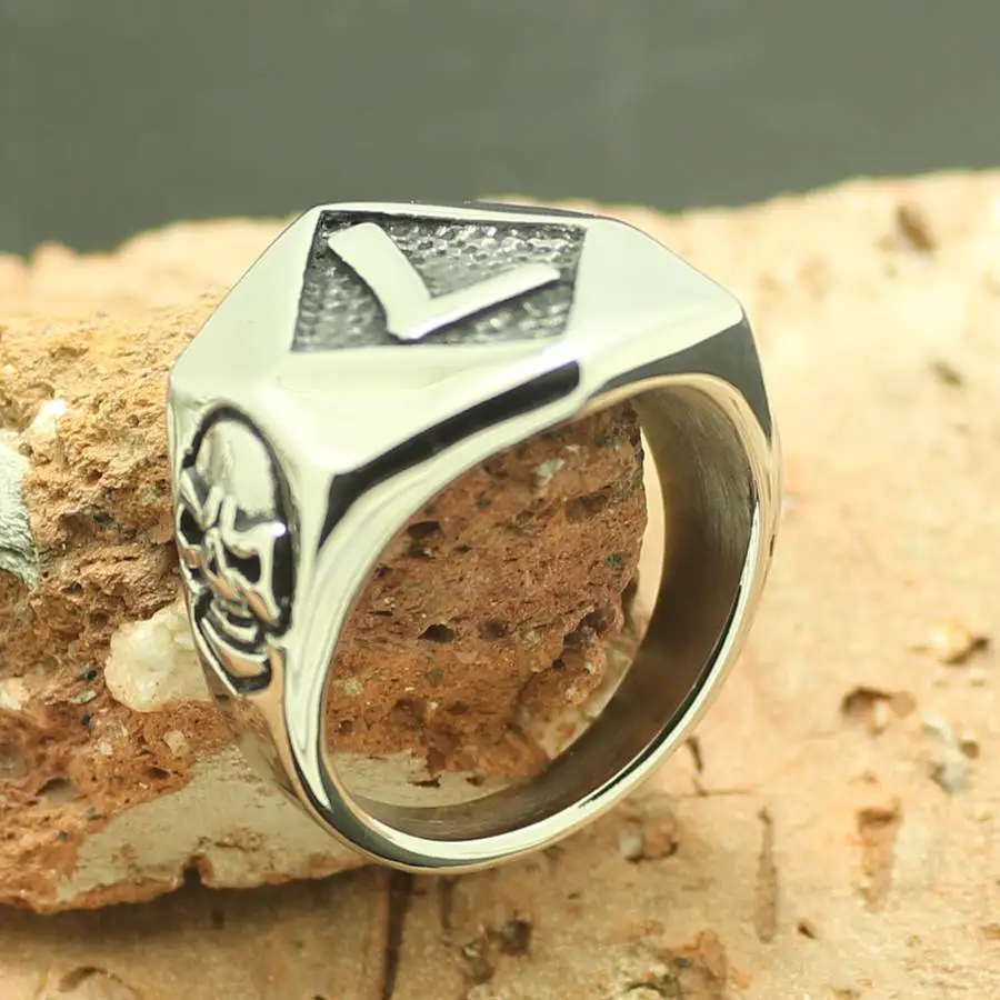 316L Stainless Steel Cool Lucky Number 7 Skull Ring