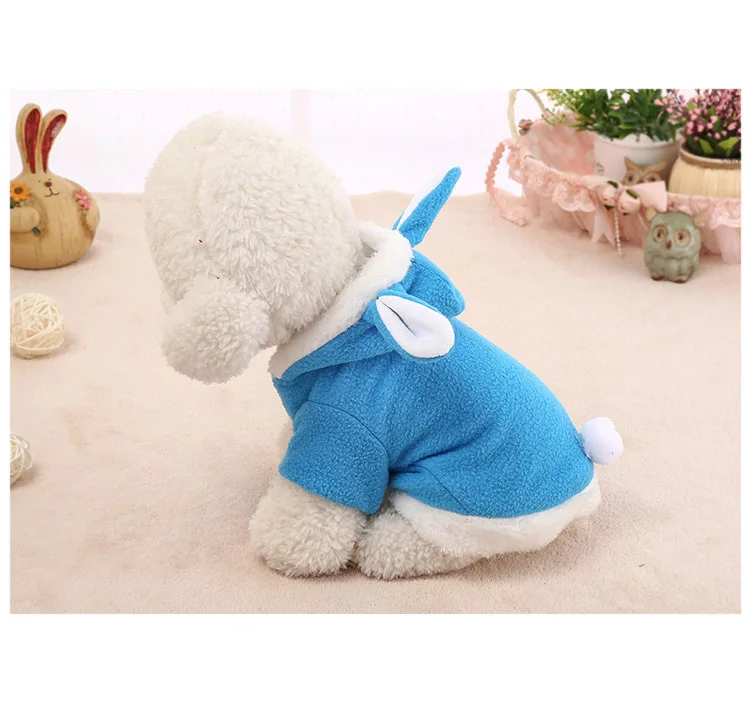 Hooded Coat Clothing for Dogs Fleece Cat Puppy Easter Bunny Pet Dog Costume Clothes Warm Rabbit Dressing Up Outfit J2Y