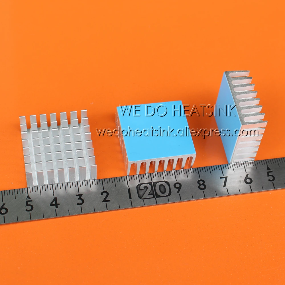 WE DO HEATSINK 100pcs 28x28x11mm Silver Slotted Anodized Aluminum Heatsink Cooler With Thermal Conductive Adhesive Transfer Pads