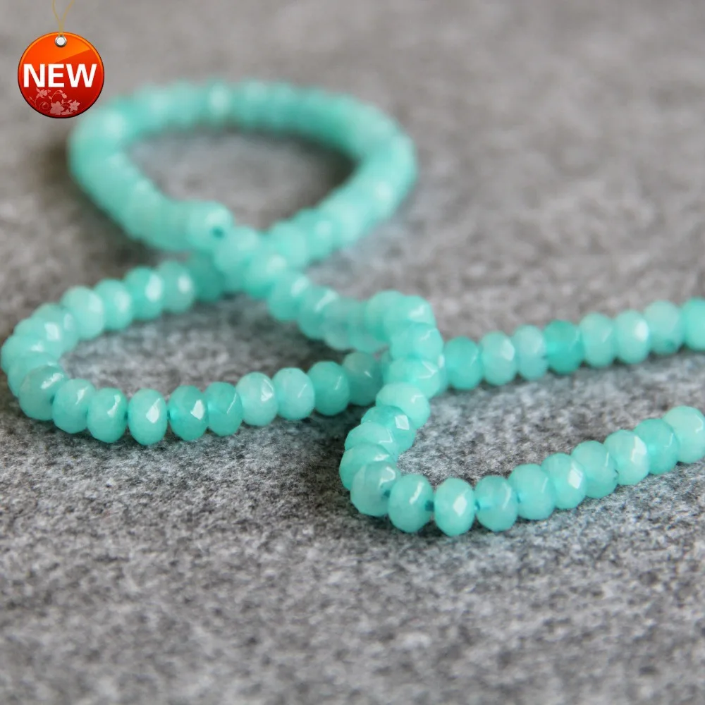 (Min Order1) 4*6mm Faceted New Natural Sky Blue Chalcedony Beads Abacus Shape Stone Loose DIY Beads 15inch Jewelry Making Design