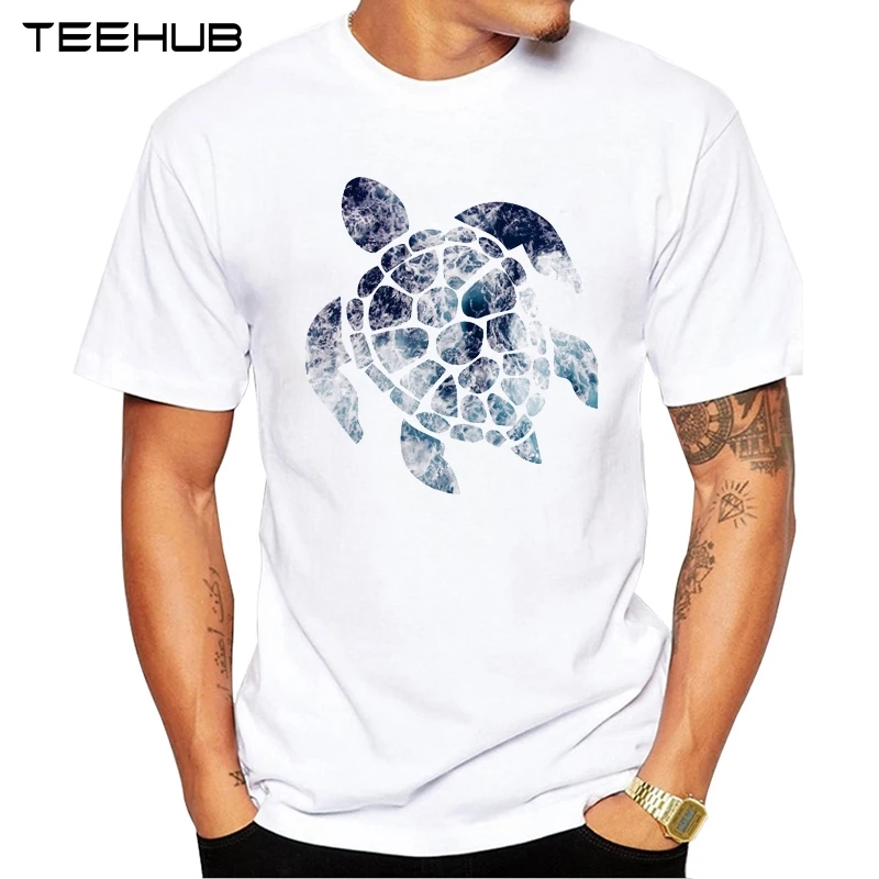 2024 Summer Men's Fashion Ocean Sea Turtle Printed T-Shirt Short Sleeve Popular Design Tops Novelty Tee