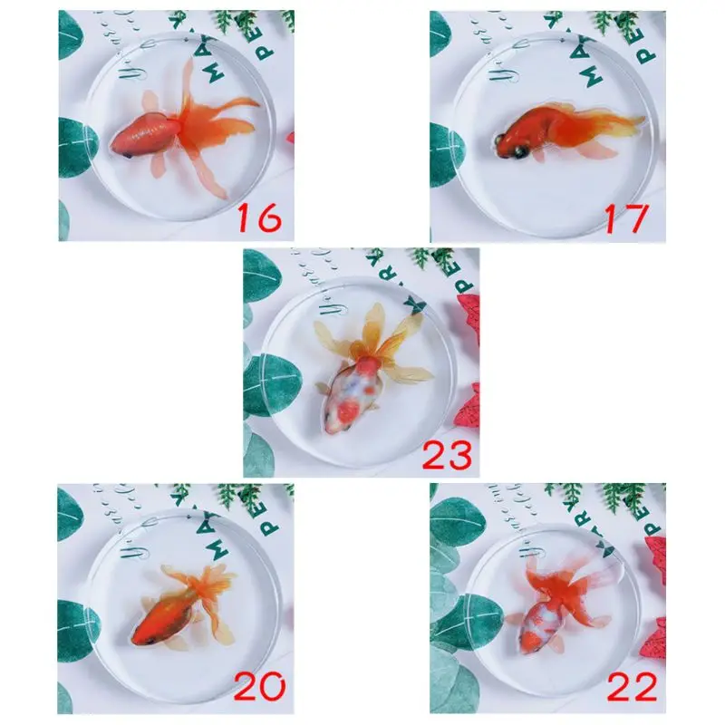 5 Sheets Gold Fish 3D Mold Resin Stickers Decal Landscape Decorative DIY Crafts Material Decoration Jewelry Filling Tools