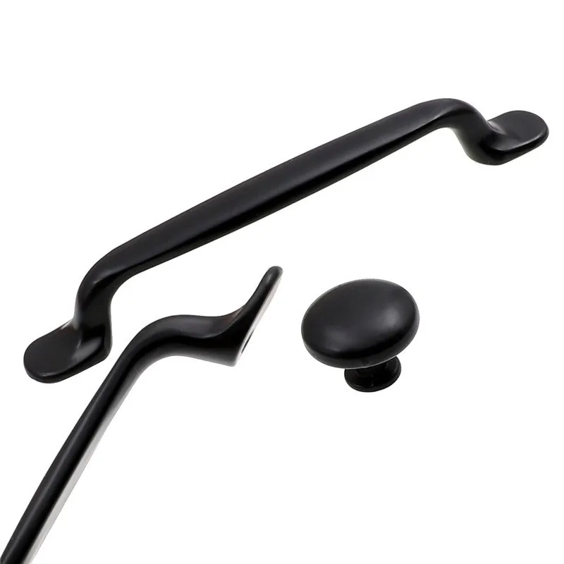QVWN Aluminum Alloy Black Cabinet Handles American style Kitchen Cupboard Door Pulls Drawer Knobs Fashion Furniture Hardware