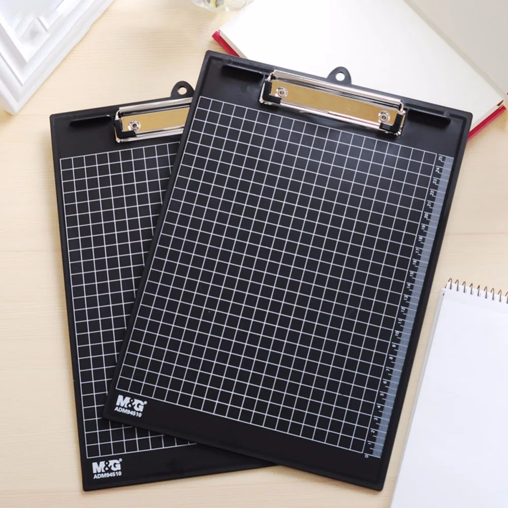 1 Pc/Pack Random-Color Plastic A4-Size Clipboard with Scale for School Stationery & Office Supply