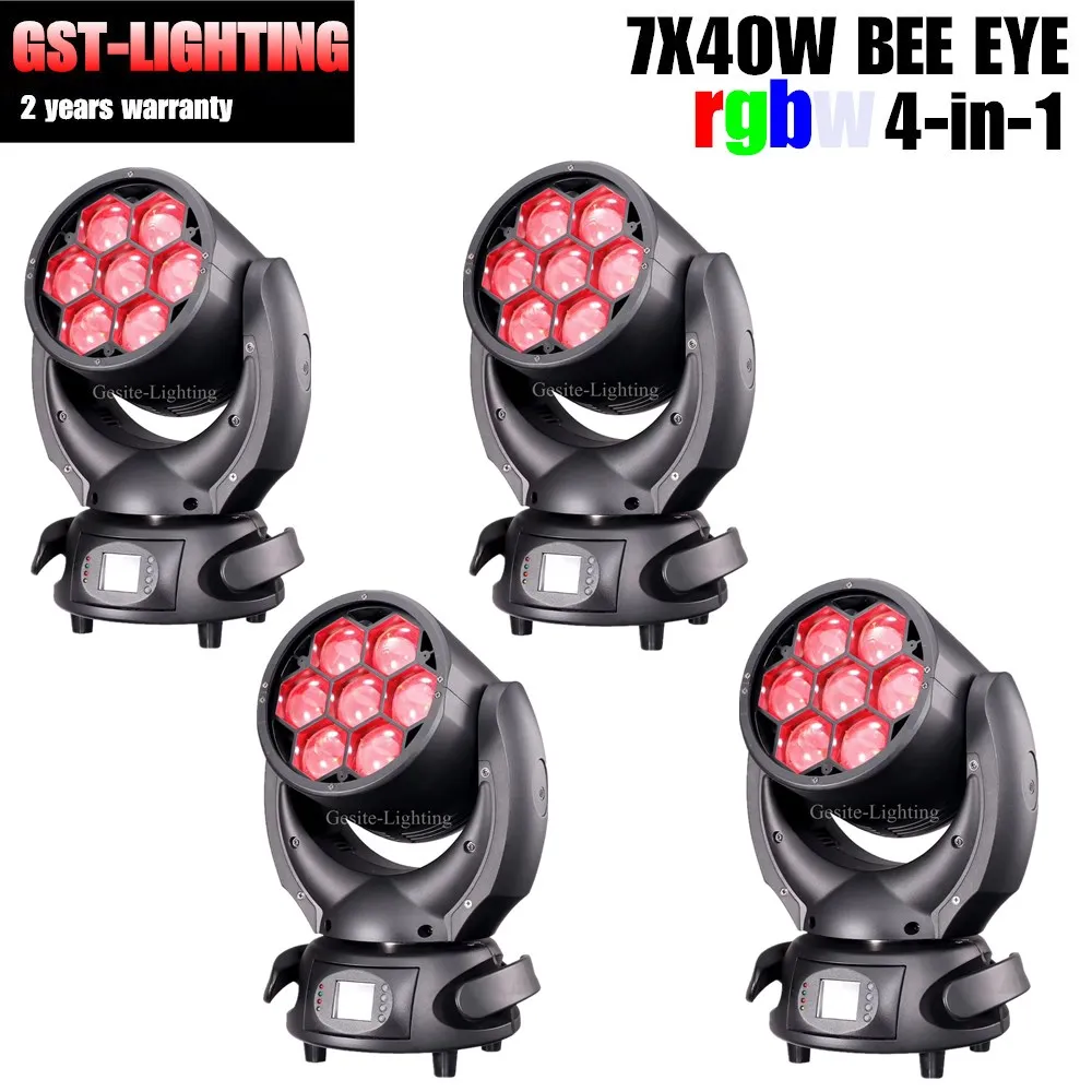 4Pcs/lot Stage Lighting 7PCS*40w LED Focus Moving Head Shaking Zoom Beam Light for