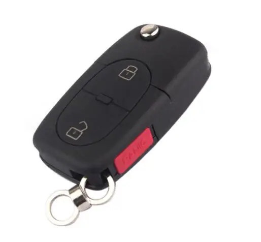 2+1 Button Round Head Blank Flip Remote Key Shell for VW Golf Polo Passat Foldin Key Blanks Case CR2032 Big Battery Location