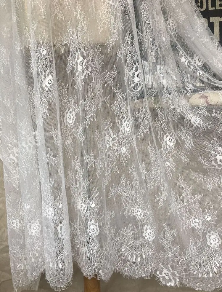 3 mt/teile Exquisite Frankreich Wimpern Spitze Stoff Weiß Handgemachte Diy Vorhang Dekorative 150 CM Breite Kleidung Zubehör RS122 – Detail 20