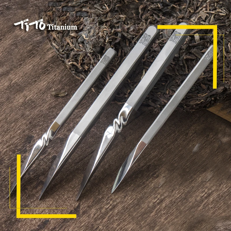 TiTo Titanium Tea Cone Needle For outdoors Breaking Prying Tea Brick Professional Tool