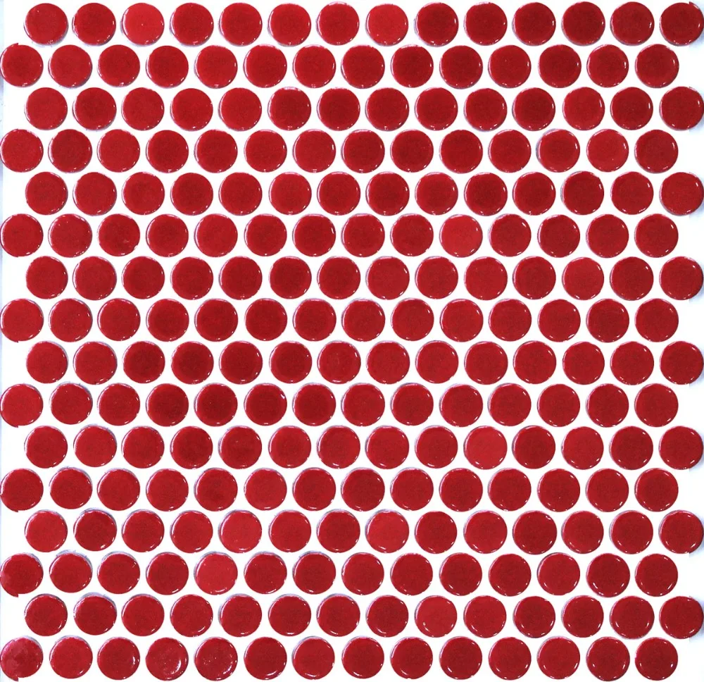 

11pcs red penny round ceramic mosaic tile kitchen backsplash bathroom wall shower hallway wallpaper border tiles home decoration