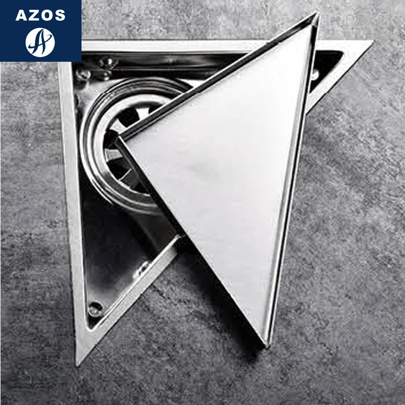 AZOS SUS304 stainless steel Shallow water seal floor drain shower room Fast drainage Deodorant/Fast drainage 165*233mm triangle