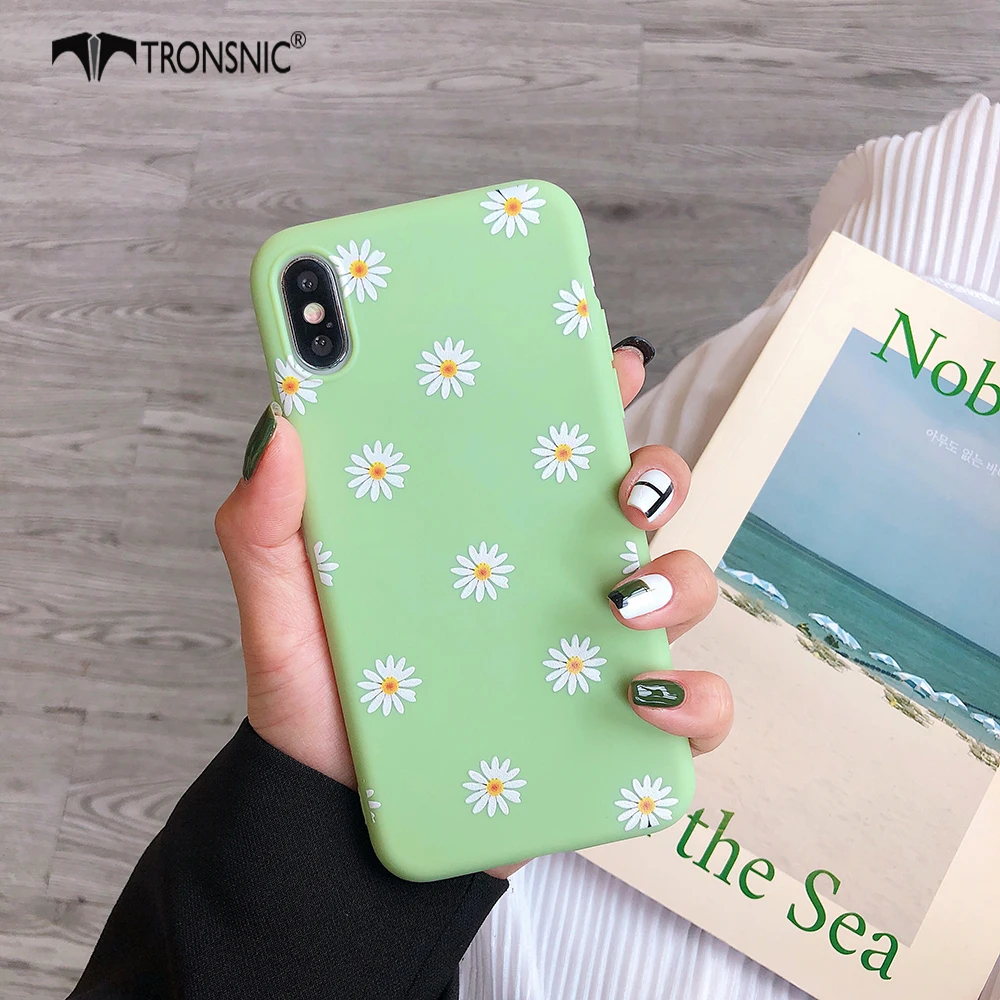 Daisy Flower Cute Cartoon Phone Case for iPhone 14 13 12 11 Pro Max XR Xs Max 5s 6 7 8 Plus Matte Silicone Soft 3D Pattern Cover