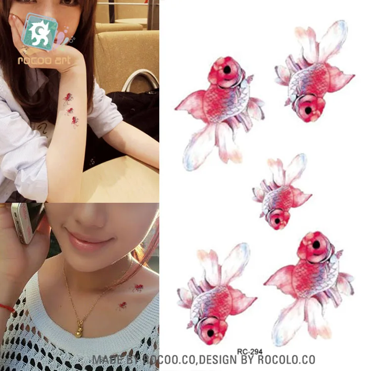 Rocooart RC-294 Goldfish Design Waterproof Temporary Tattoo Stickers DIY Fake Tattoo Taty Tatouage Temporaire For Women Men Lady