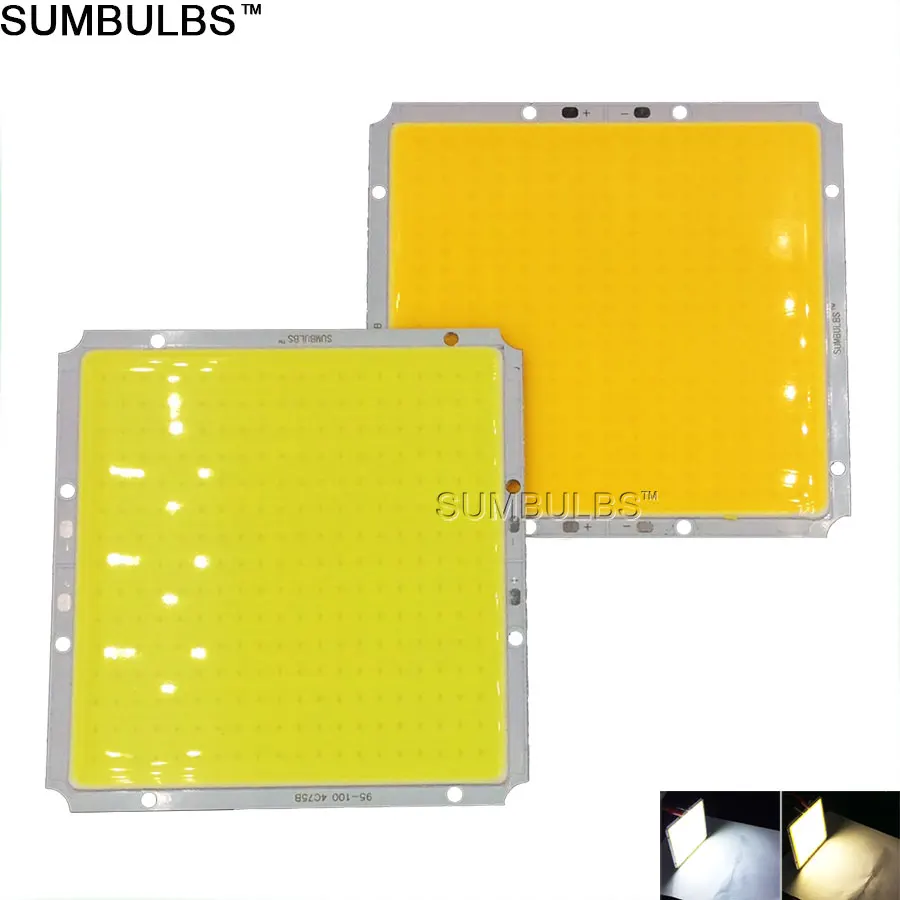 Sumbulbs 100x95MM Square Ultra Bright 50W COB LED Light Lamp 5000LM Warm Cold White DC LED 12V Chip On Board Matrix Bulb for DIY