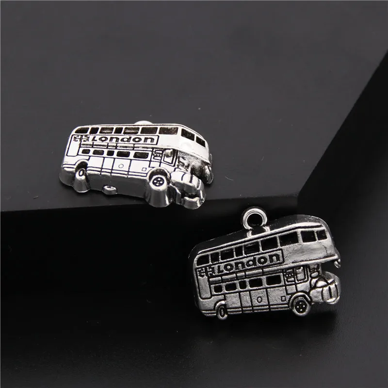 15pcs  Tibetan Silver Color London Bus Car Charms Pendant Findings Accessories DIY  Choker Necklace A181