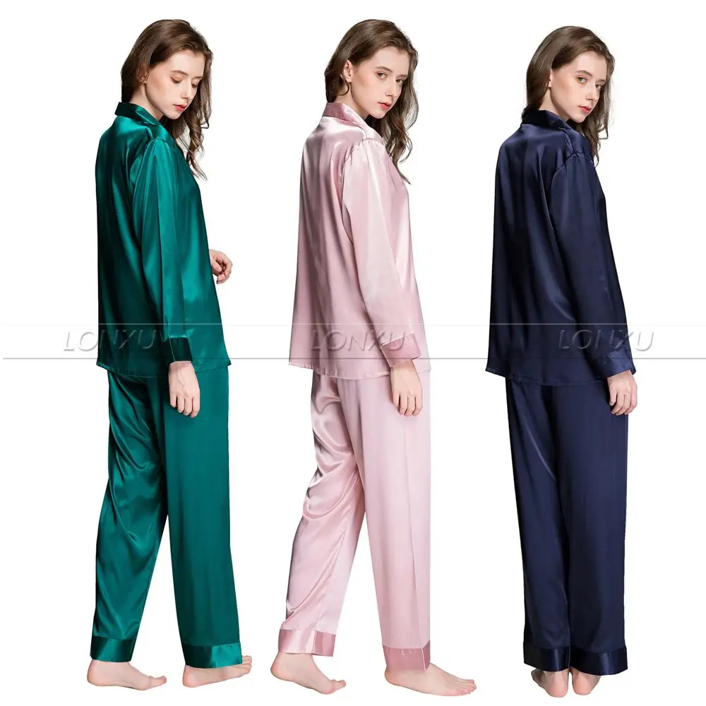 Gift  Womens Silk Satin Pajamas Set  Pajama Pyjamas Set  PJS  Sleepwear  Loungewear S,M,L,XL,2XL,3XL  Solid  Plus