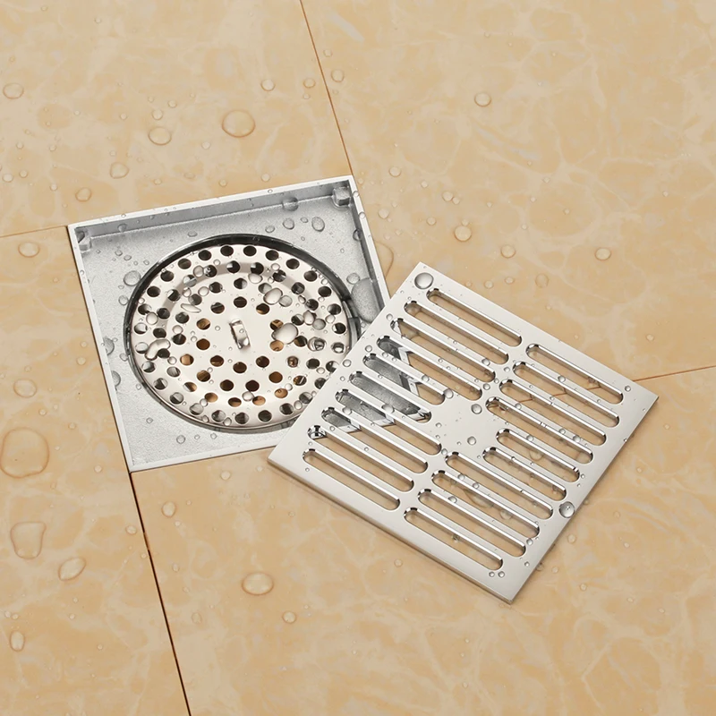 New chrome solid brass 100 x 100mm square anti-odor floor drain bathroom shower drain-M6430