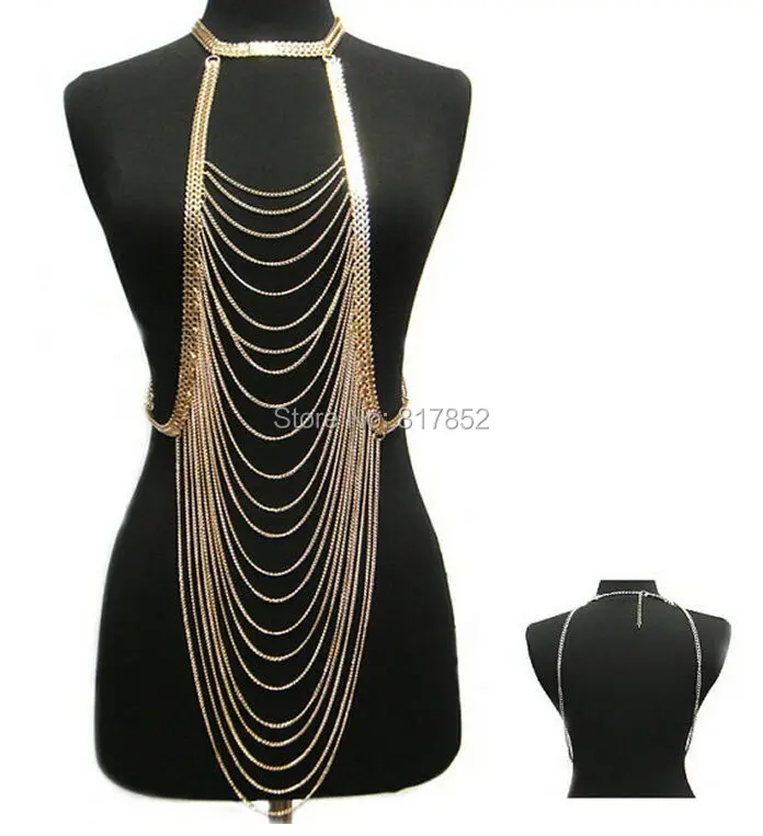 

FREE SHIPPING New BY471 Women Gold Chains W Chains Layers Longer Chains Jewelry 2 Colors