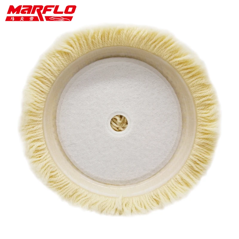 

Marflo 8" inch Soft Wool Polishing Buffing Pad For Scratch Removal With Wax Car Compounds Auto Polisher