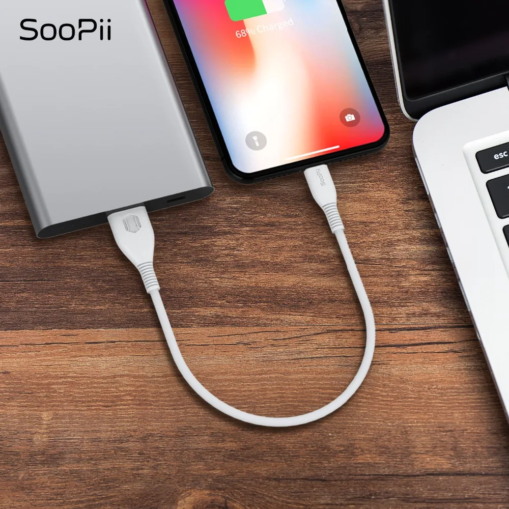 SooPii For Lightning lPhone Short Cable 7 inch Micro USB Type C Short Cables For Multi-Ports Charging Station 4PCS