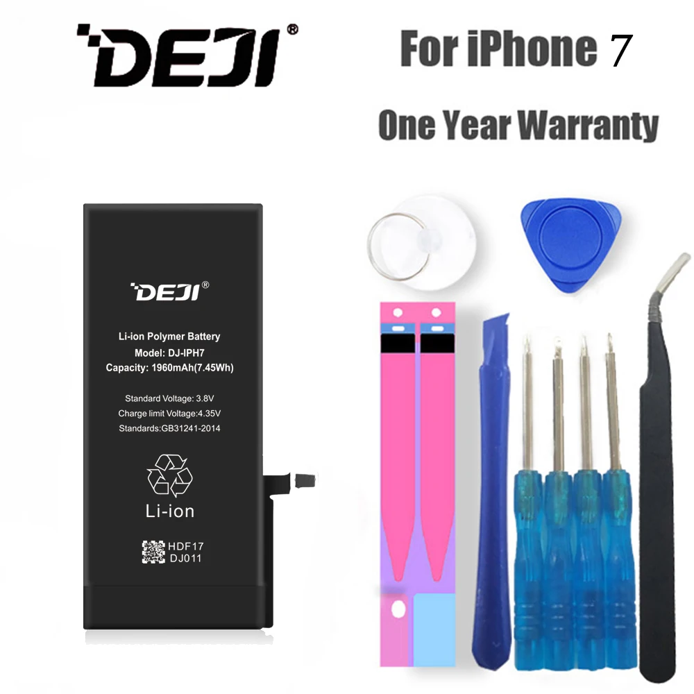 DEJI Original Li-ion Battery For iPhone 7/7G High Quality 1960mAh Mobile Phone Batteries Replacement With Free Tool Kit