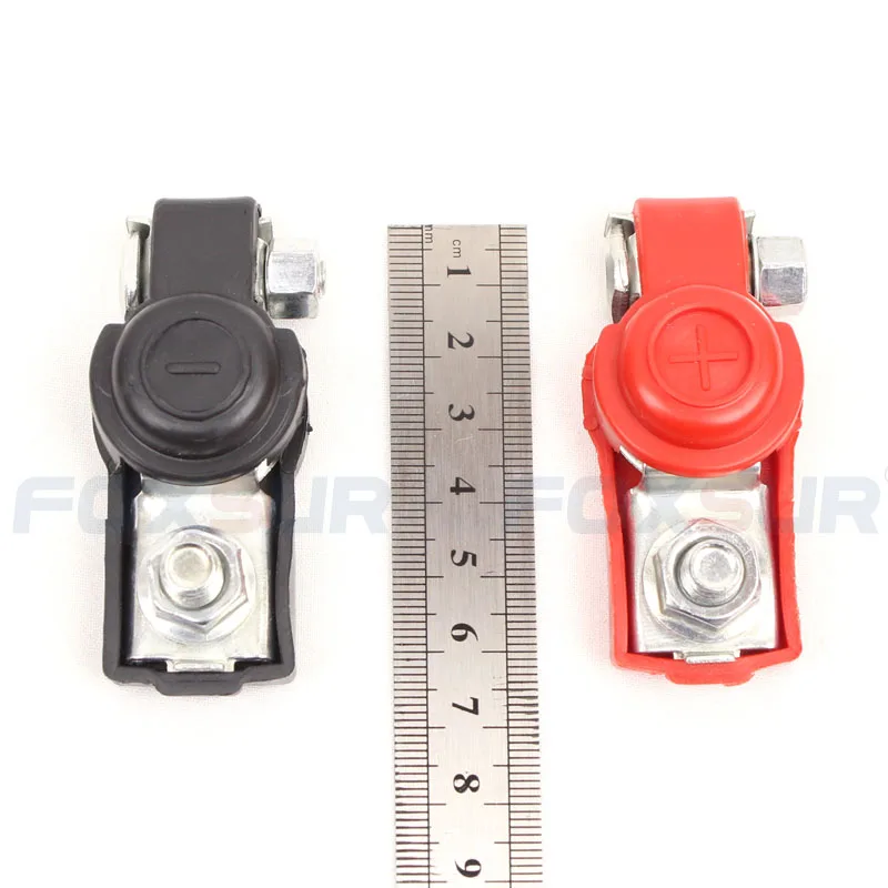 Foxsur 12v grampo de conector de bateria automotiva, terminal de bateria a com capa de borracha, conector de partida de bateria automática