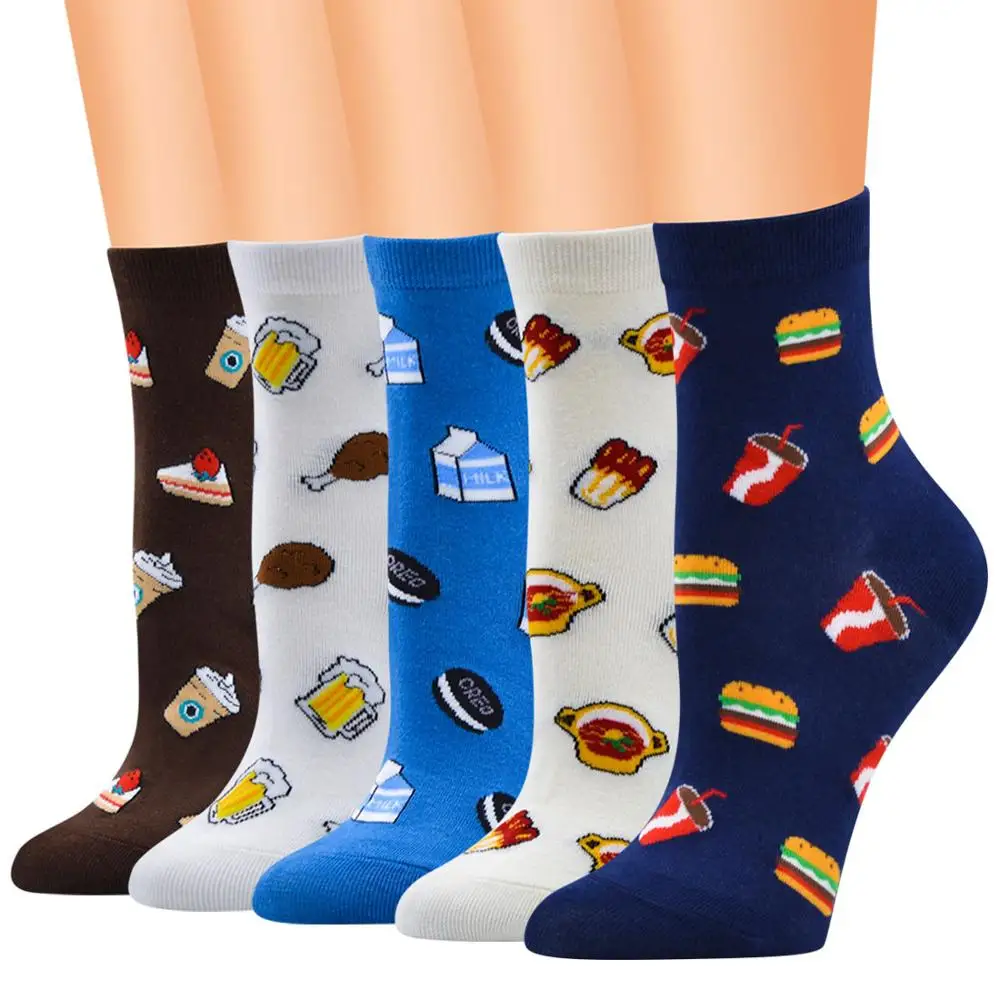 funny socks women cotton funky socks cheap short cute foods chicken pattern beer socks novelty happy lady cola socks streetwear