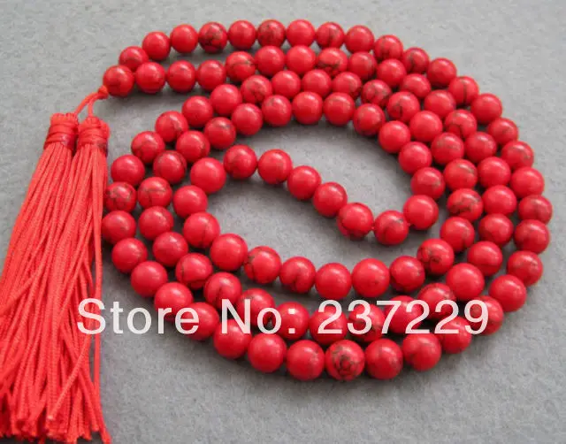 

lovers women good Wholesale price SHIPPING ^^^^Asia tibetan 108 Red stone 8mm Beads Buddhist Prayer Necklace Mala