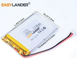 JST2.54 2P 503759   Akumulator litowo-jonowy 3,7 V 1100 mAh do zabawek DVR Nawigacja GPS 503760 503860