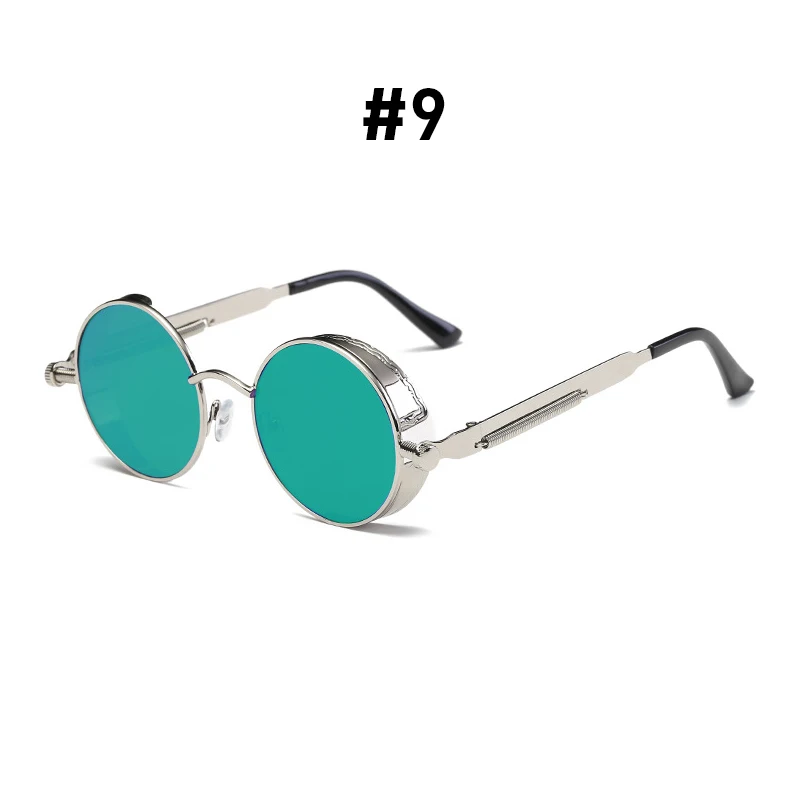 VIVIBEE Vintage Steampunk Rote Sonnenbrille für Herren, Runde Punk-Legierung Metall Retro Sonnenbrille für Damen, 2026 Goggles im Gothic-Stil